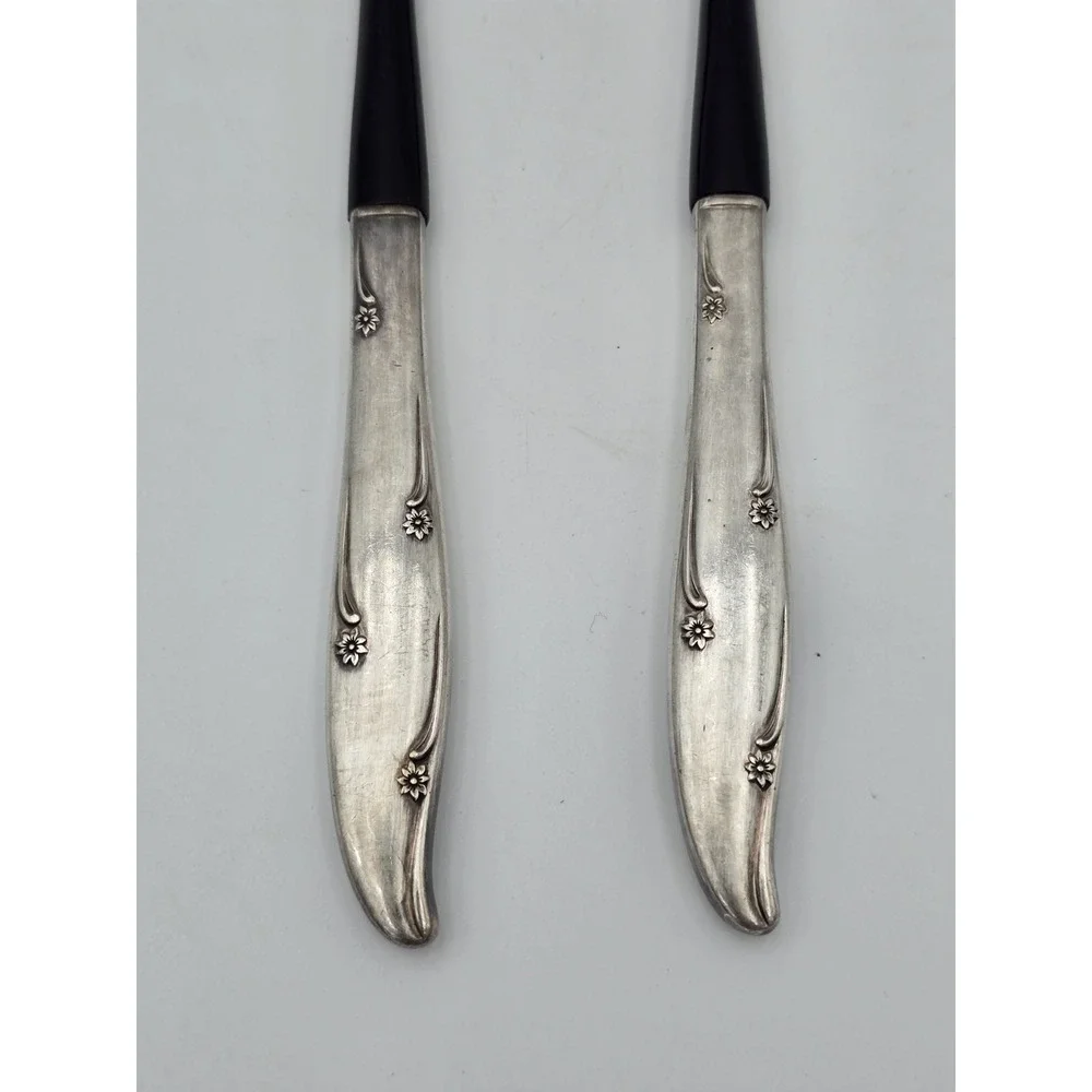 Oneida‎ Community Silver Flower Silverplate Salad Serving Set Spoon Fork Vintage